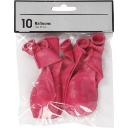 Ballonger, runde, dia. 23 cm, mørk pink, 10 stk./ 1 pk.
