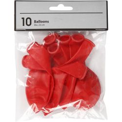 Ballonger, runde, dia. 23 cm, rød, 10 stk./ 1 pk.
