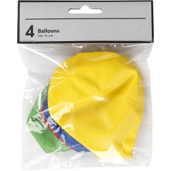 Ballonnen, giga, d 41 cm, blauw, groen, rood, geel, 4 stuk/ 1 doos