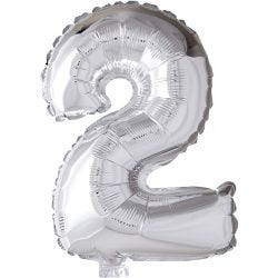 Folieballong, 2, 41 cm, sølv, 1 stk.