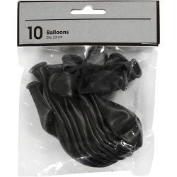 Ballonger, dia. 23 cm, svart, 10 stk./ 1 pk.