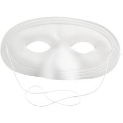 Halvmaske, 10 cm, 17,5 cm, hvit, 1 stk.