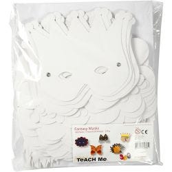 Fantasimasker m. snøreringer og strikk, H: 15-20 cm, 230 g, hvit, 100 ass./ 1 pk.