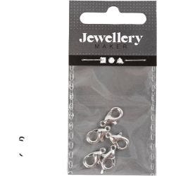 Karabijnhaken, L: 12 mm, verzilverd, 5 stuk/ 1 doos