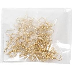Ørekroker, L: 18 mm, forgylt, 100 stk./ 1 pk.