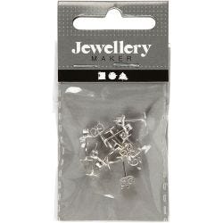 Ørestikkere, L: 13 mm, forsølvet, 10 stk./ 1 pk.