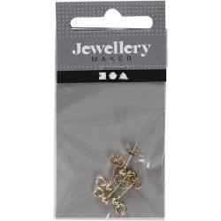 Ørestikk, L: 13 mm, dia. 3,8 mm, hullstr. 0,8 mm, forgylt, 10 stk./ 1 pk.