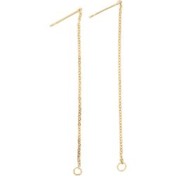 Oorbellen van ketting, L: 70 mm, verguld, 1 paar