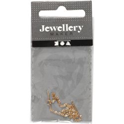 Oorbellen van ketting, L: 70 mm, verguld, 1 paar