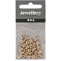 Knuteskjulere til elastikk, dia. 5 mm, forgylt, 50 stk./ 1 pk.