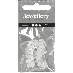 Lås til ørering, dia. 10 mm, transparent, 10 par/ 1 pk.