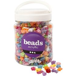 Figurperler, dia. 10 mm, hullstr. 3 mm, ass. farger, 380 g, 700 ml/ 1 boks