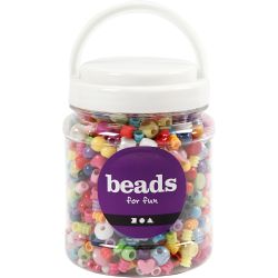Plastperler, str. 6-20 mm, hullstr. 1,5-6 mm, 390 g, 700 ml/ 1 boks