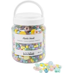 Klassiske perler, dia. 5-35 mm, hullstr. 1-8 mm, ass. farger, 700 ml/ 1 boks