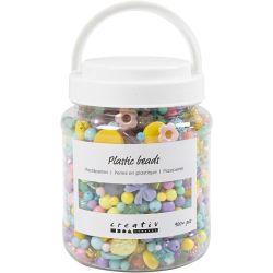 Klassiske perler, dia. 5-35 mm, hullstr. 1-8 mm, ass. farger, 700 ml/ 1 boks