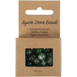 Perler av agat, str. 13x8, 15x6 mm, hullstr. 0,9-1 mm, klar grønn, 28 stk./ 1 pk.