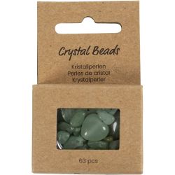 Krystallperler, Aventurin, dia. 7-12 mm, hullstr. 1 mm, grønn, 63 stk./ 1 pk.