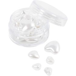 Voksperler, Hjerter, dia. 7-13 mm, hullstr. 1,3-1,5 mm, perlemor, 32 stk./ 1 pk.
