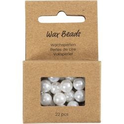 Voksperler, dia. 8 mm, hullstr. 2,3 mm, perlemor, 22 stk./ 1 pk.