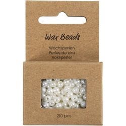 Voksperler, dia. 4 mm, hullstr. 1,5 mm, perlemor, 210 stk./ 1 pk.