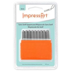 Pregestempler, Store bokstaver, str. 3 mm, Skrifttype: Sans Serif , 27 stk./ 1 sett