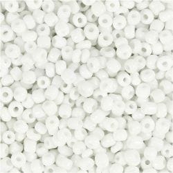 Rocaillesperler, dia. 3 mm, str. 8/0, hullstr. 0,6-1,0 mm, hvit, 25 g/ 1 pk.