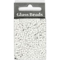 Rocaillesperler, dia. 3 mm, str. 8/0, hullstr. 0,6-1,0 mm, hvit, 25 g/ 1 pk.