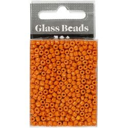Rocaillesperler, dia. 3 mm, str. 8/0, hullstr. 0,6-1,0 mm, orange, 25 g/ 1 pk.