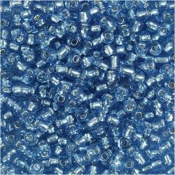 Rocaillesperler, dia. 3 mm, str. 8/0, hullstr. 0,6-1,0 mm, klar turkis, 25 g/ 1 pk.