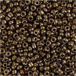 Rocaillesperler, dia. 3 mm, str. 8/0, hullstr. 0,6-1,0 mm, bronse, 25 g/ 1 pk.