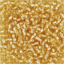 Rocaillesperler, dia. 3 mm, str. 8/0, hullstr. 0,6-1,0 mm, gull, 25 g/ 1 pk.