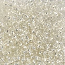 Rocaillesperler, dia. 3 mm, str. 8/0, hullstr. 0,6-1,0 mm, sølv, 25 g/ 1 pk.