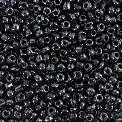 Rocaillesperler, dia. 3 mm, str. 8/0, hullstr. 0,6-1,0 mm, svart metallic, 25 g/ 1 pk.