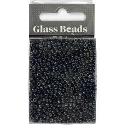 Rocaillesperler, dia. 3 mm, str. 8/0, hullstr. 0,6-1,0 mm, svart metallic, 25 g/ 1 pk.
