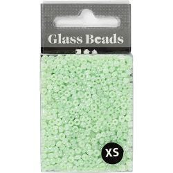 Rocaillesperler, dia. 3 mm, str. 8/0, hullstr. 0,6-1,0 mm, soft grønn, 25 g/ 1 pk.