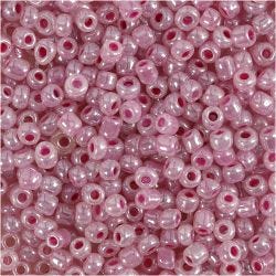 Rocaillesperler, dia. 3 mm, str. 8/0, hullstr. 0,6-1,0 mm, pink, 25 g/ 1 pk.