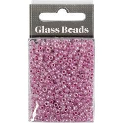 Rocaillesperler, dia. 3 mm, str. 8/0, hullstr. 0,6-1,0 mm, pink, 25 g/ 1 pk.