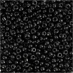 Rocaillesperler, dia. 3 mm, str. 8/0, hullstr. 0,6-1,0 mm, svart, 25 g/ 1 pk.