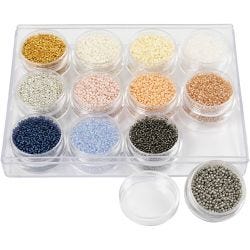 Rocaillesperler, dia. 1,7 mm, str. 15/0, hullstr. 0,5-0,8 mm, douche farger, 12x15 g/ 1 pk.