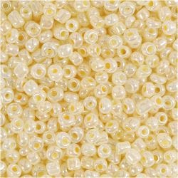 Rocaillesperler, dia. 3 mm, str. 8/0, hullstr. 0,6-1,0 mm, elfenben, 25 g/ 1 pk.
