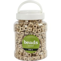 Wood Beads, size 9x9x9 mm, hole size 3 mm, 185 g, 400 ml/ 1 bucket