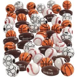Sportsperler, str. 11-15 mm, hullstr. 3-4 mm, ass. farger, 45 g/ 1 pk.
