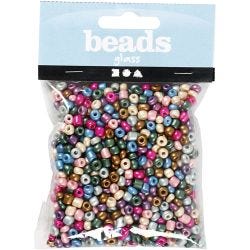 Rocaillesperler, dia. 5 mm, str. 4/0, hullstr. 1,2 mm, metallic farger, 130 g/ 1 pk.