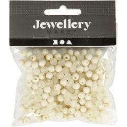 Plastperler, dia. 6 mm, hullstr. 2 mm, creme, 40 g/ 1 pk.