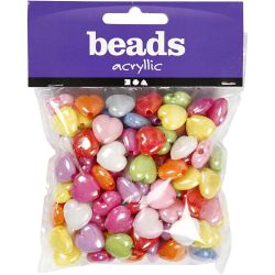 Hjerteperler, str. 25x15 mm, hullstr. 3 mm, 70 g, 125 ml/ 1 pk.