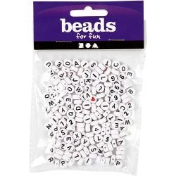 Bokstavperler, str. 7 mm, hullstr. 1,2 mm, hvit, 25 g/ 1 pk.