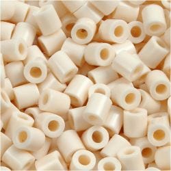 Rørperler, str. 5x5 mm, hullstr. 2,5 mm, medium, lys beige (32251), 1100 stk./ 1 pk.
