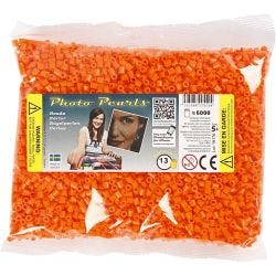 Rørperler, str. 5x5 mm, hullstr. 2,5 mm, medium, orange, klar (32233), 6000 stk./ 1 pk.