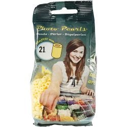 PhotoPearls, str. 5x5 mm, hullstr. 2,5 mm, medium, lys gul (21), 1100 stk./ 1 pk.