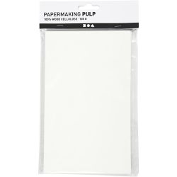Papirpulp, ark 20x12 cm, råhvit, 100 g/ 1 pk.